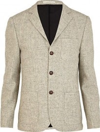 River Island Stone Triple Button Patch Pocket Blazer