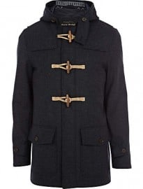 River Island Navy Wool Smart Duffle Coat