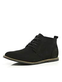 River Island Black Lace Up Desert Boots