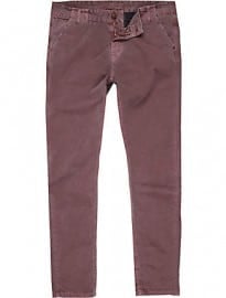 River Island Red Washed Slim Chinos