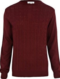 River Island Burgundy Lightweight Cable Knit Jumper