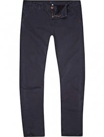 River Island Navy Washed Slim Trousers