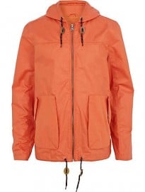 River Island Orange Casual Hooded Bomber Jacket