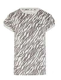 River Island Grey Zebra Print Crew Neck T-shirt