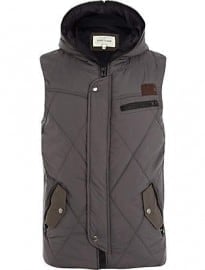 River Island Dark Grey Quilted Utility Gilet