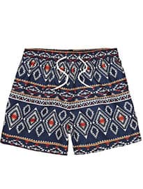 River Island Navy Bellfield Tribal Print Swim Shorts