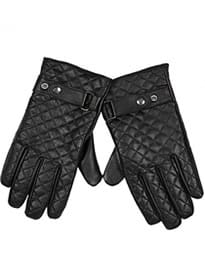 River Island Black Quilted Leather Ri Popper Gloves