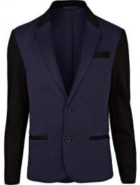 River Island Navy And Black Two-tone Blazer