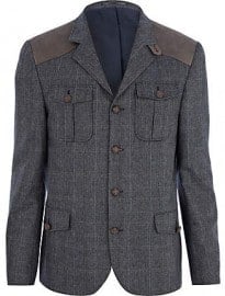River Island Blue Checked Blazer
