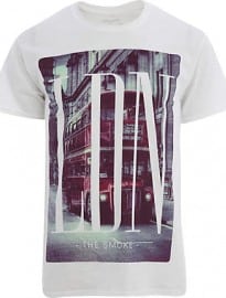 River Island White London Print T-shirt