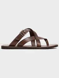 Zara Brown Leather Strappy Sandals