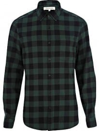 River Island Grey And Black Check Flannel Shirt
