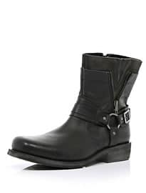 River Island Black Suede Insert Biker Boots