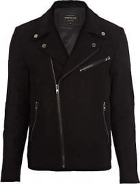 River Island Black Wool Smart Biker Jacket