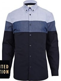 River Island Blue Colour Block Shirt
