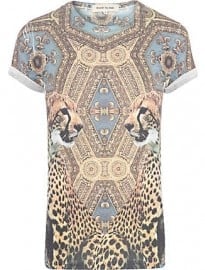 River Island Ecru Baroque Leopard Print T-shirt
