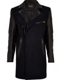 River Island Navy 2 In 1 Smart Biker Coat
