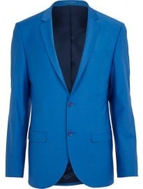 River Island Bright Blue Wool-blend Slim Suit Jacket