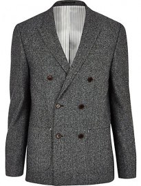 River Island Dark Grey Double Breasted Blazer