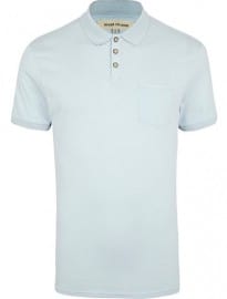 River Island Light Blue Short Sleeve Polo Shirt