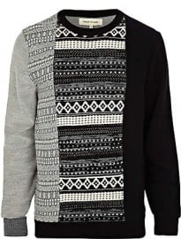 River Island Black Fair Isle Colour Block Jumper