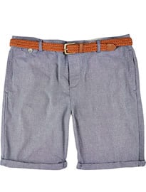 River Island Blue Plaited Belt Turn Up Shorts