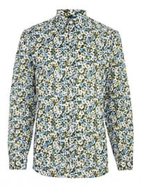 River Island Blue Abstract Floral Print Long Sleeve Shirt