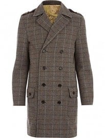 River Island Dark Green Holloway Road Tweed Check Coat
