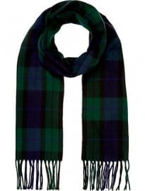 River Island Dark Green Tartan Brushed Scarf