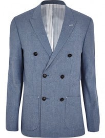 River Island Light Blue Double Breasted Blazer