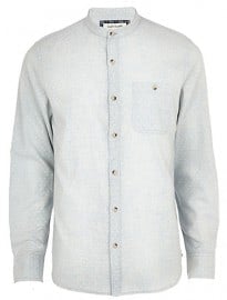 River Island Light Blue Polka Dot Print Grandad Shirt