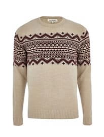 River Island Ecru Fair Isle Stripe Crew Neck Jumper