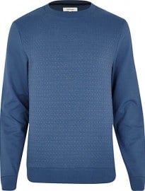 River Island Blue Geometric Jacquard Sweatshirt