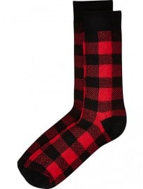 River Island Red Tartan Ankle Socks
