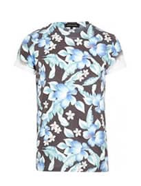 River Island Dark Grey Floral Print T-shirt