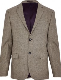 River Island Light Brown Herringbone Blazer