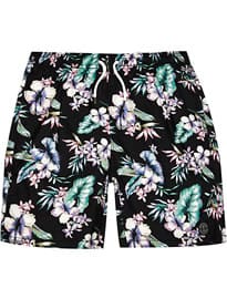River Island Black Floral Print Mid Length Swim Shorts