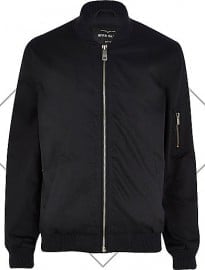 River Island Navy Blue Twill Bomber Jacket
