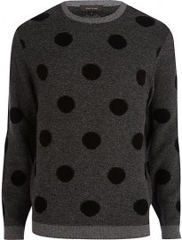River Island Dark Grey Polka Dot Jumper