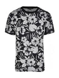 River Island Black Floral Print T-shirt