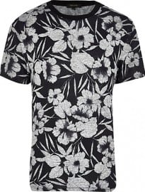 River Island Black Floral Print T-shirt