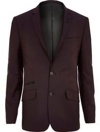 River Island Dark Red Skinny Suit Jacket
