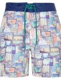 New Look Blue Photo Print Swim Shorts