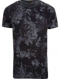 River Island Black Floral T-shirt