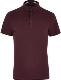 River Island Dark Red Polo Shirt