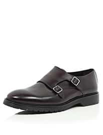 River Island Red Leather Chunky Sole Monk Strap Shoes