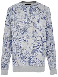 River Island Grey Floral Sketch Print Sweatshirt