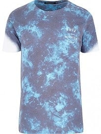 River Island Grey Friend Or Faux Tie Dye T-shirt