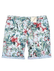River Island Blue Tropical Print Oxford Shorts