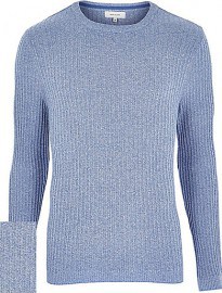 River Island Blue Ribbed Long Sleeve Jumper